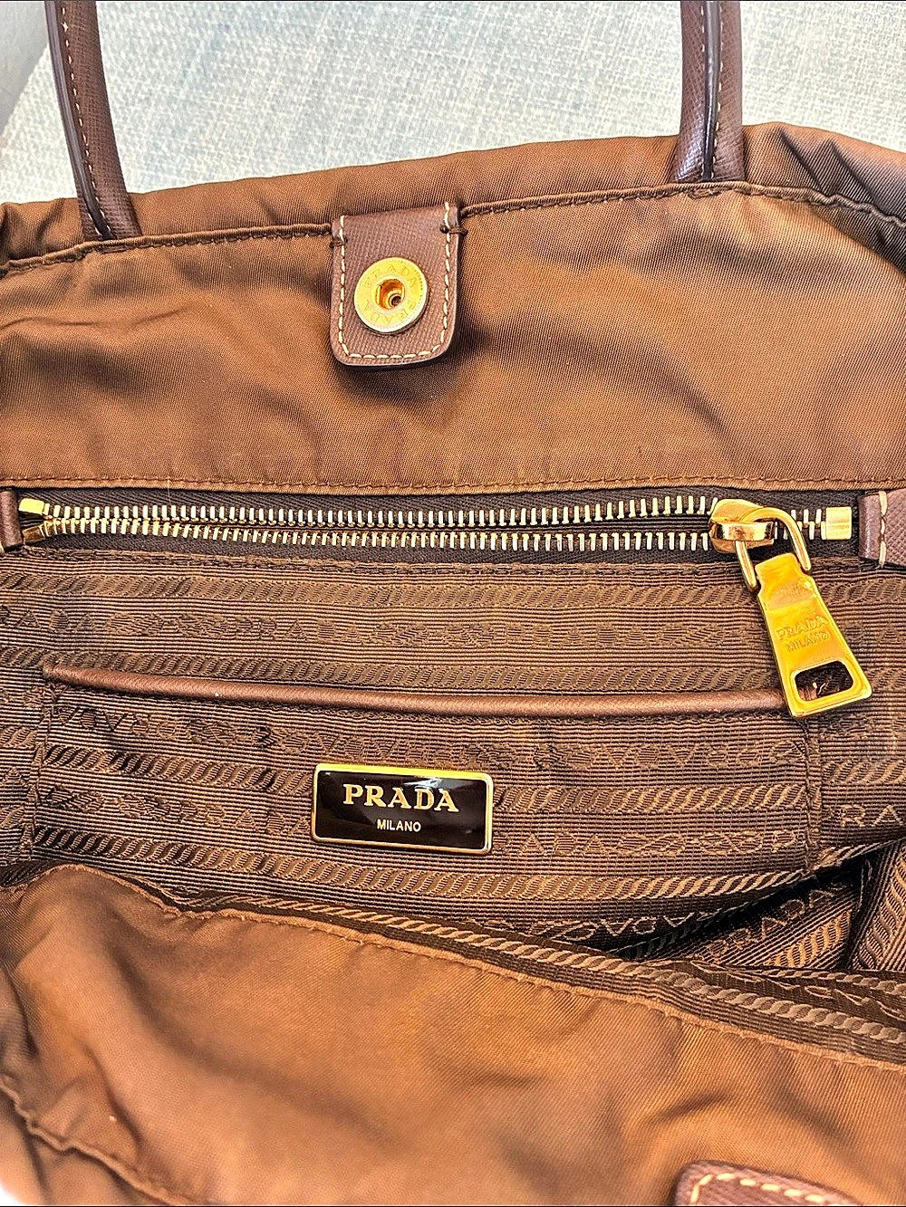 Prada Nylon Tote Bag Brown - Picture 6 of 8